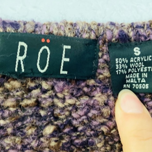 🍍 ROE Purple Speckled Knit V-Neck Soft Sweater Sm - Picture 3 of 4
